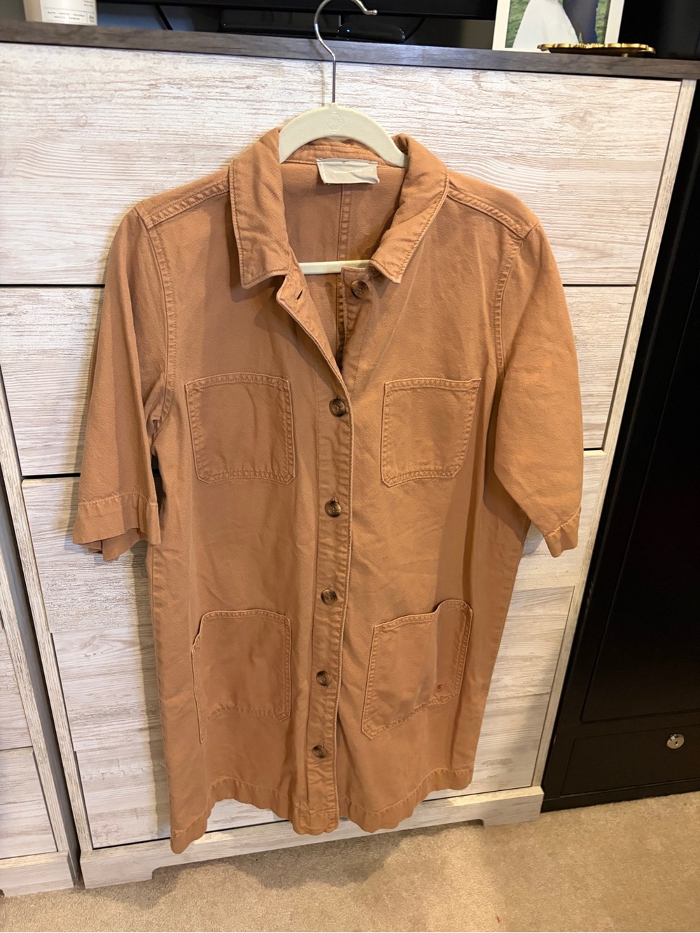 Everlane Relaxed Fit Utility Dress  Button Down Pockets Size 12